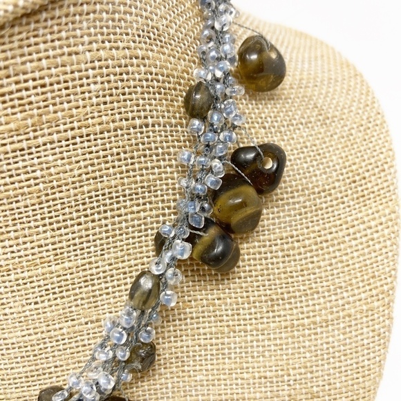 Brown & Blue Beaded Necklace - Picture 3 of 7